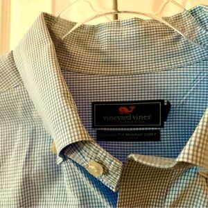 Vineyard Vines Blue micro-check Button Down L. Sleeve XL